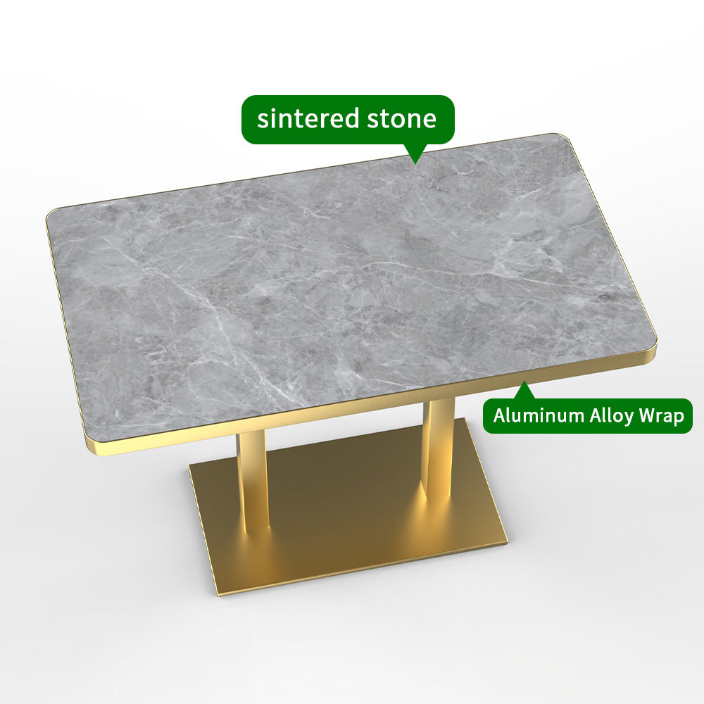 HUALIN Industrial style restaurant grey luxury slate dining table sintered stone dining table custom size and color