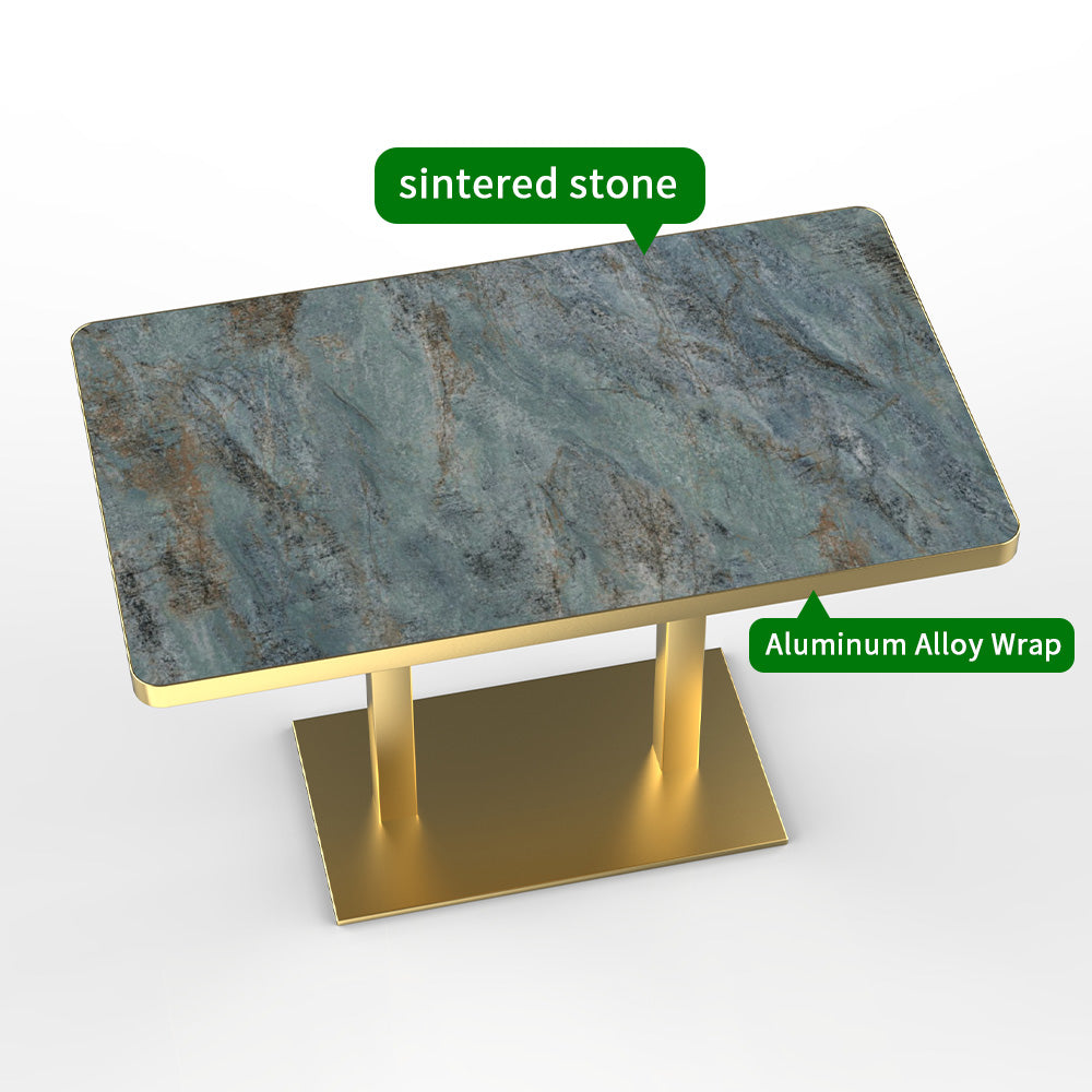 HUALIN Modern style restaurant stone pattern luxury rock slab dining table sintered stone dining table custom sizes and colors