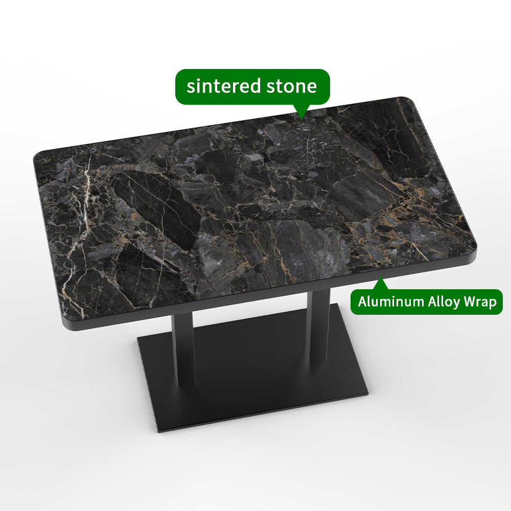 HUALIN Modern style restaurant stone pattern luxury rock slab dining table sintered stone dining table custom sizes and colors