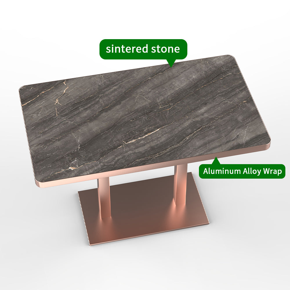 HUALIN Modern style restaurant luxury rock slab dining table custom size and color