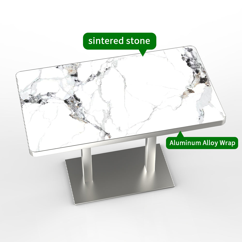 HUALIN Hotel theme restaurant luxury sintered stone dining table, marble dining table, customizable size and color