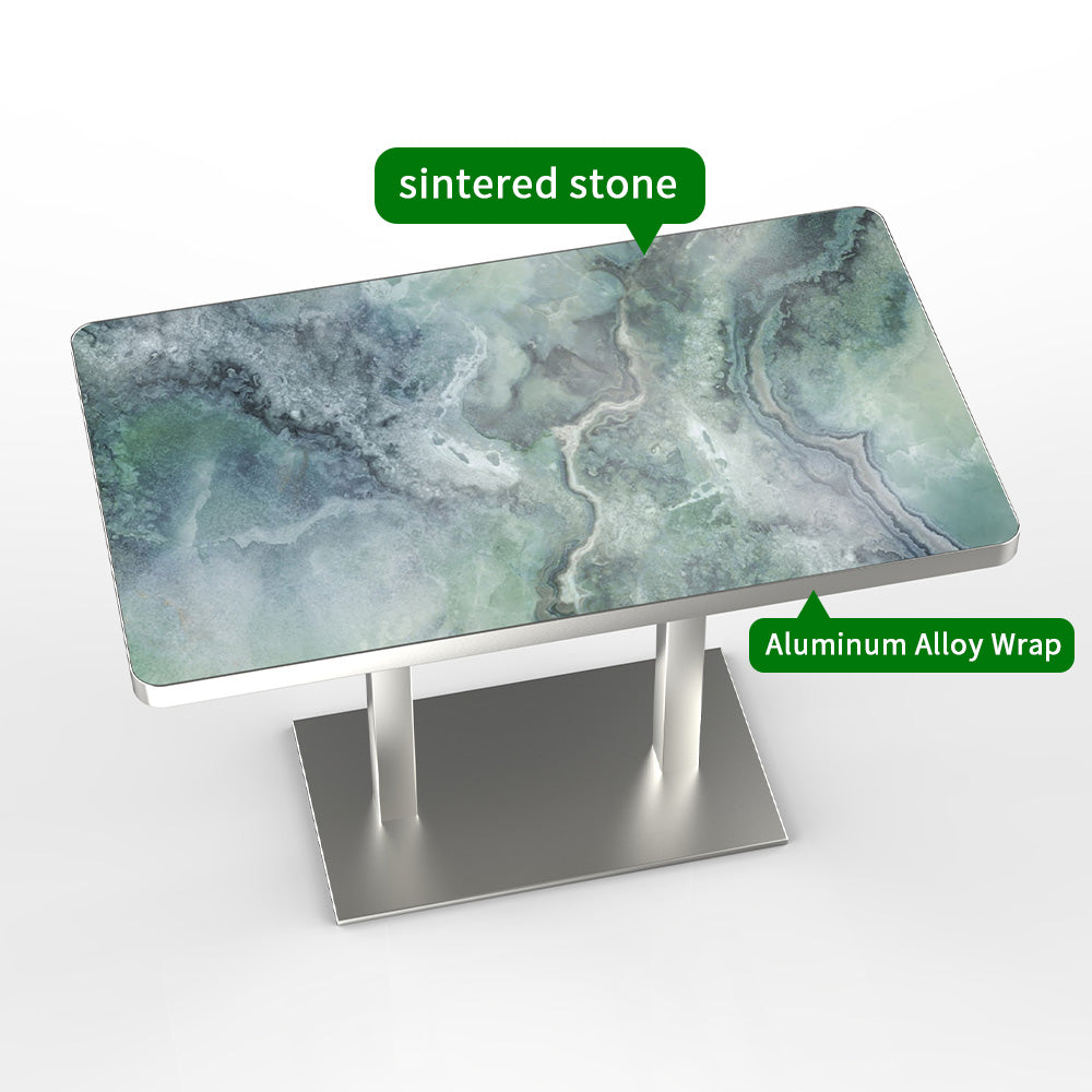 HUALIN Modern style restaurant stone pattern luxury rock slab dining table sintered stone dining table custom sizes and colors