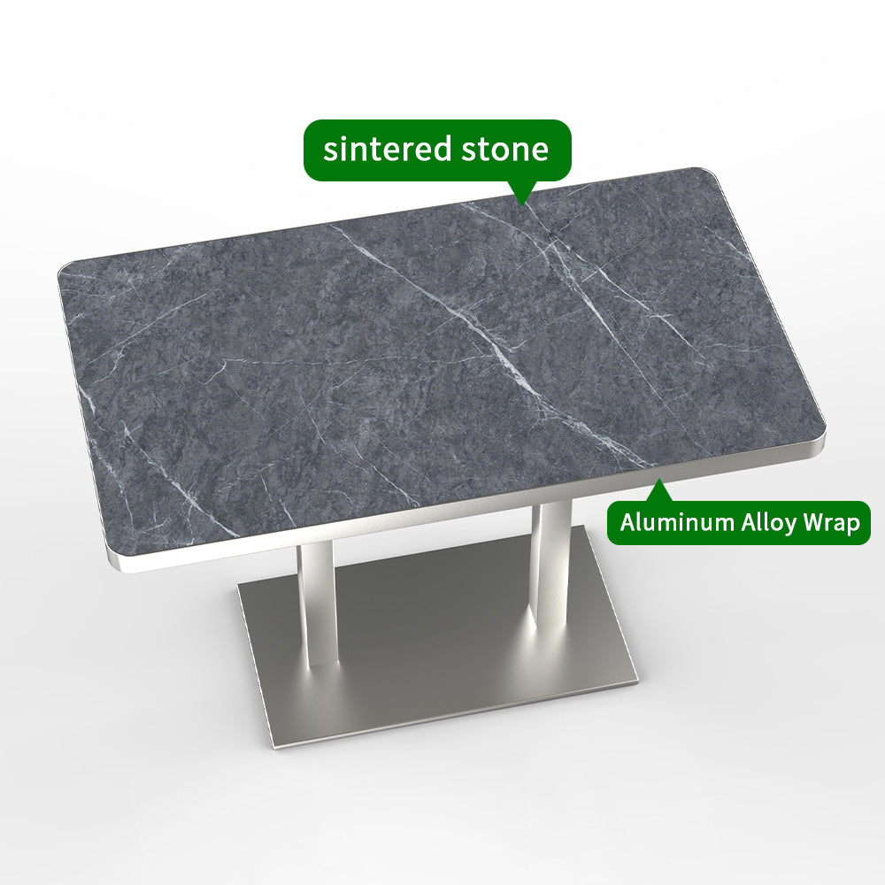 HUALIN Industrial style restaurant grey luxury slate dining table sintered stone dining table custom size and color