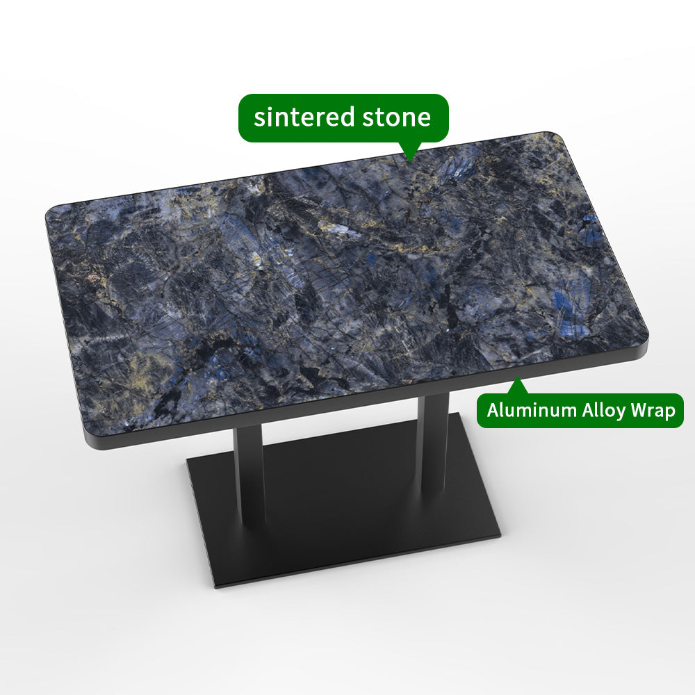 HUALIN Modern style restaurant stone pattern luxury rock slab dining table sintered stone dining table custom sizes and colors