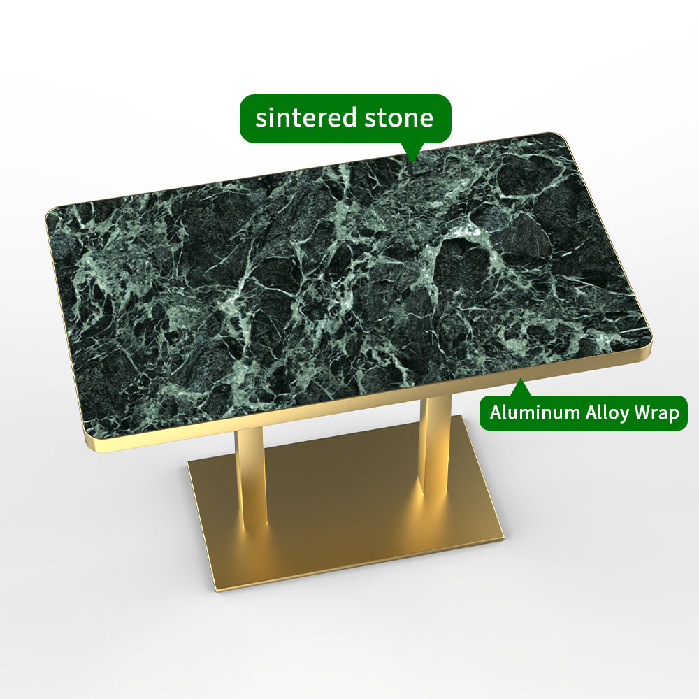 HUALIN Modern style restaurant stone pattern luxury rock slab dining table sintered stone dining table custom sizes and colors