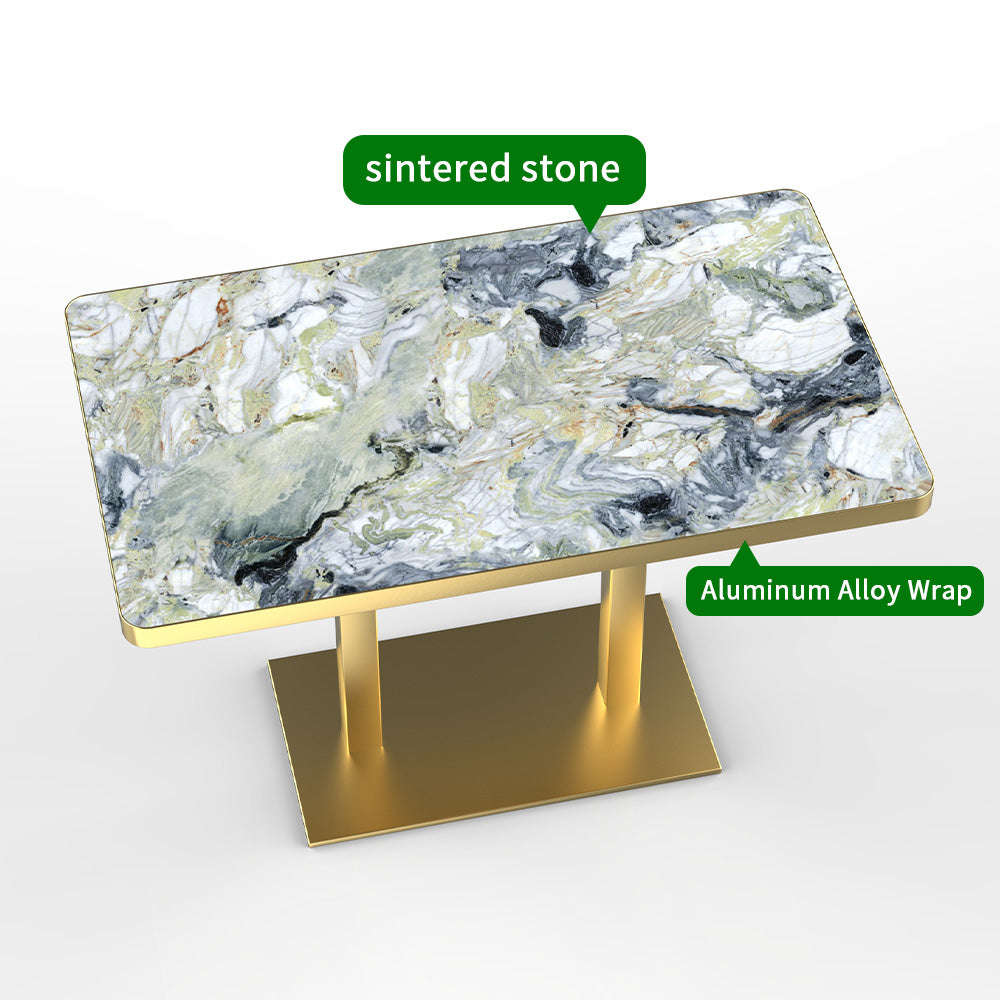 HUALIN Modern style restaurant stone pattern luxury rock slab dining table sintered stone dining table custom sizes and colors