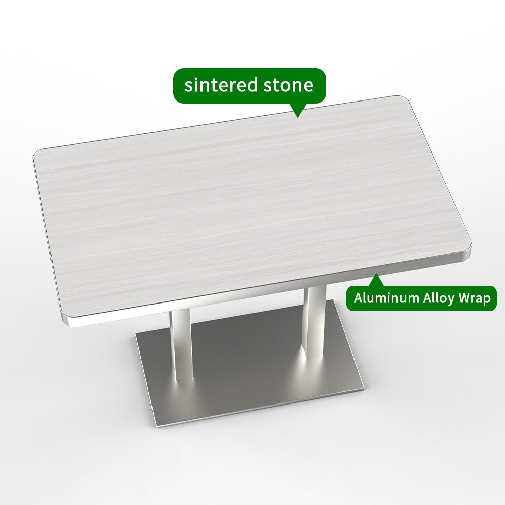 HUALIN Natural style dining room wood grain pattern luxury rock slab dining table sintered stone dining table custom sizes and colors