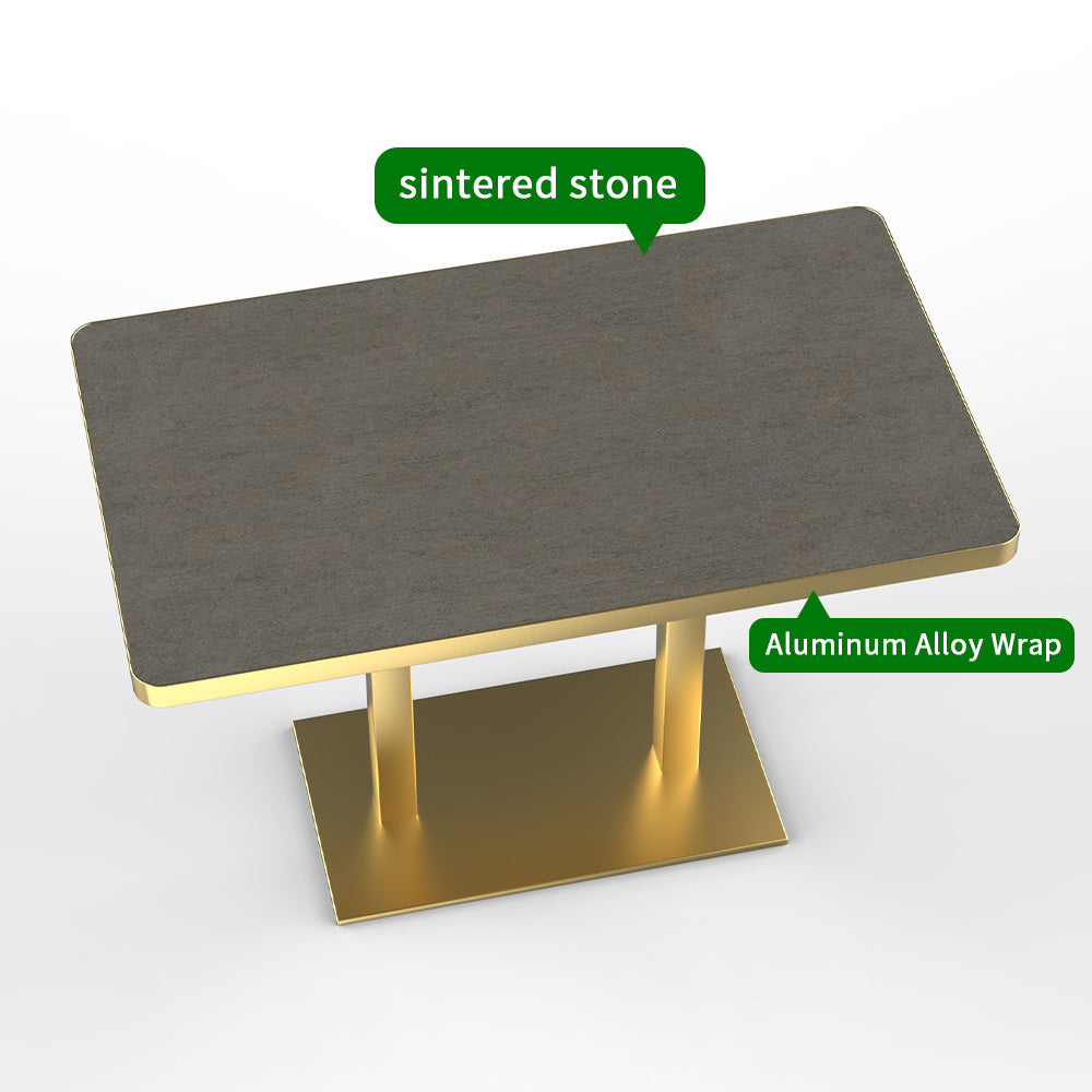 HUALIN Industrial style restaurant grey luxury slate dining table sintered stone dining table custom size and color