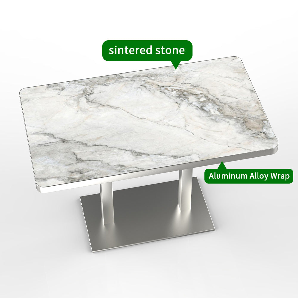 HUALIN Modern style restaurant stone pattern luxury rock slab dining table sintered stone dining table custom sizes and colors