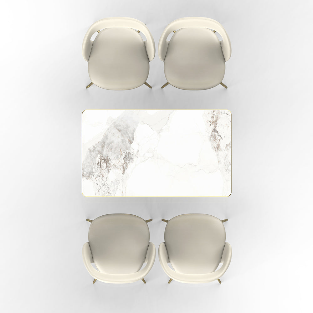 HUALIN Restaurant Luxury Sintered Stone Ceramic Dining Table And Chair Comfortable Booth