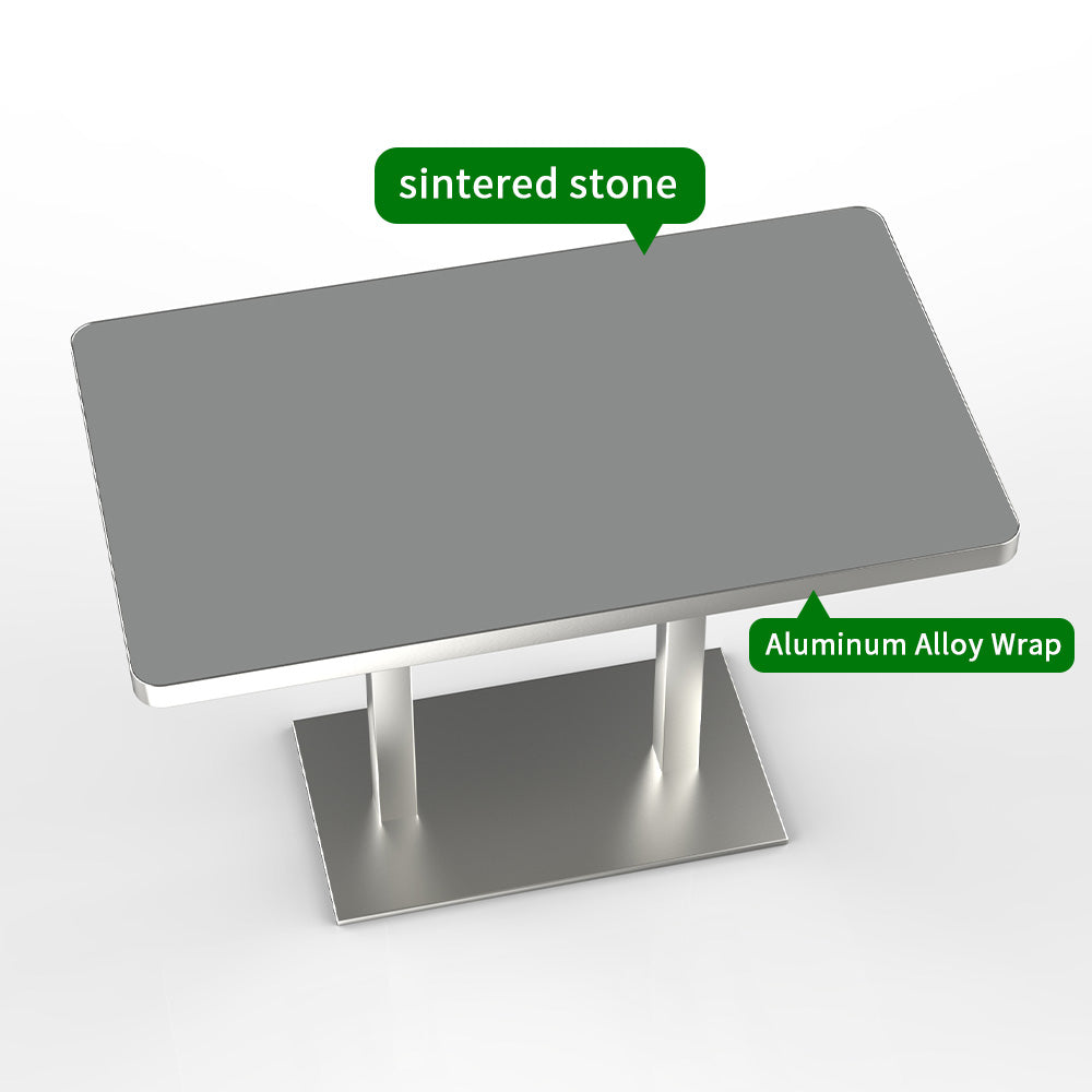 HUALIN Industrial style restaurant grey luxury slate dining table sintered stone dining table custom size and color