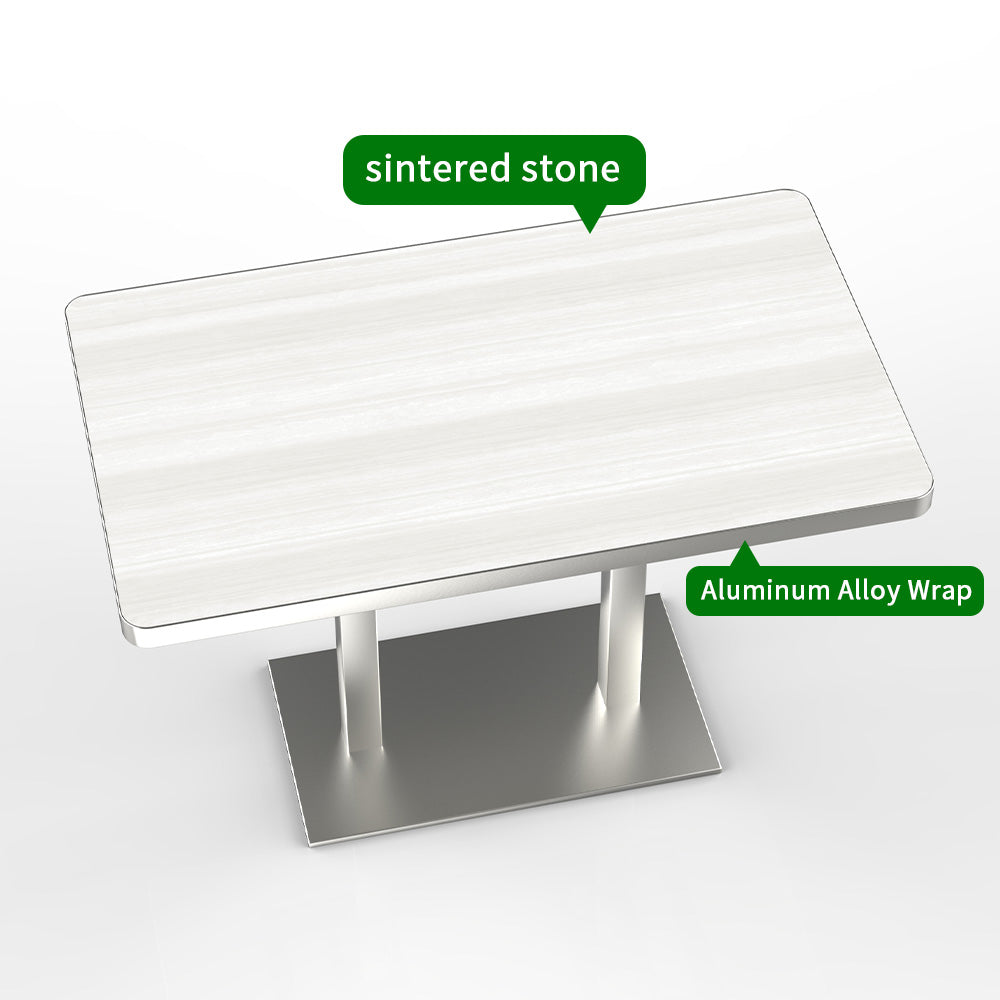 HUALIN Natural style dining room wood grain pattern luxury rock slab dining table sintered stone dining table custom sizes and colors