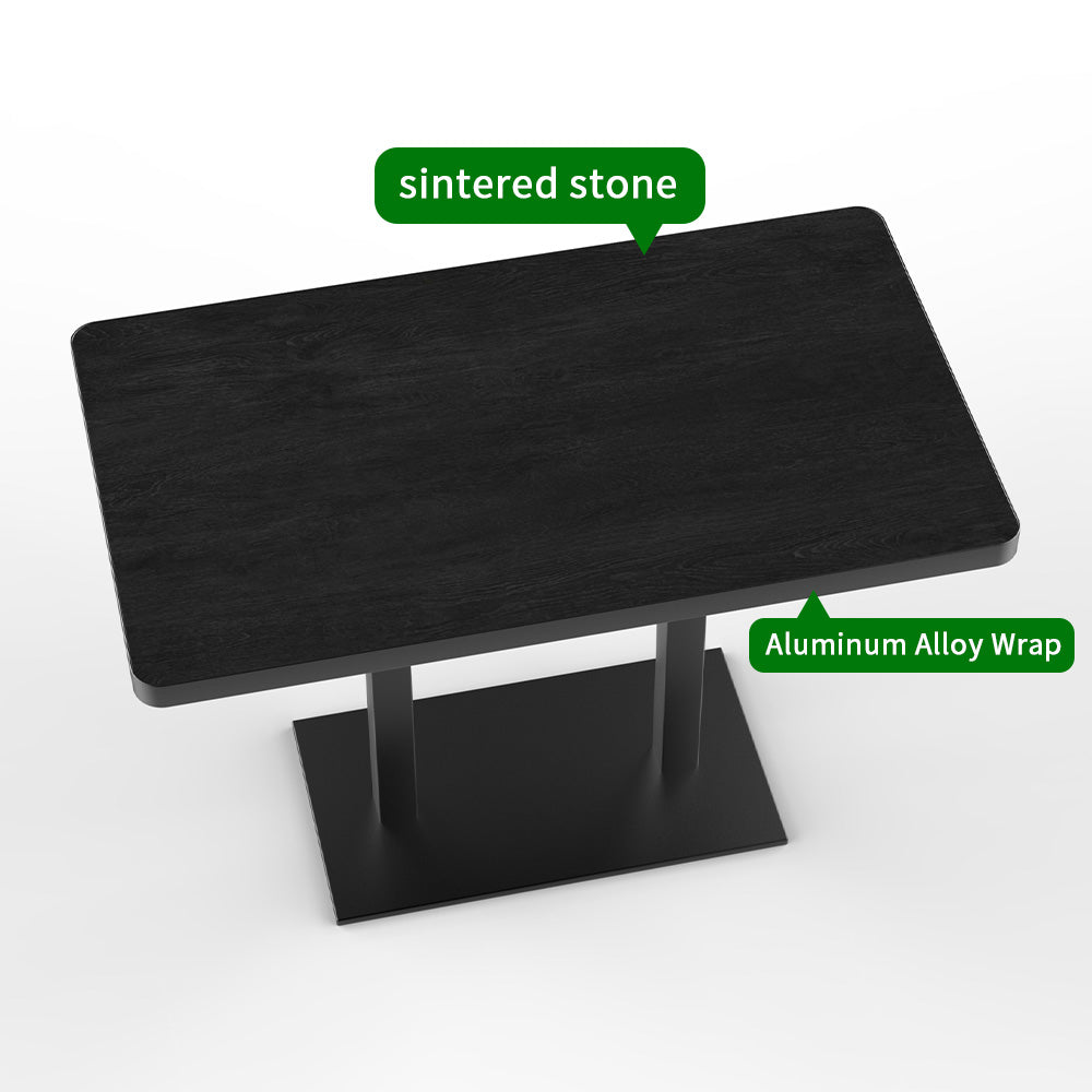 HUALIN Natural style dining room wood grain pattern luxury rock slab dining table sintered stone dining table custom sizes and colors