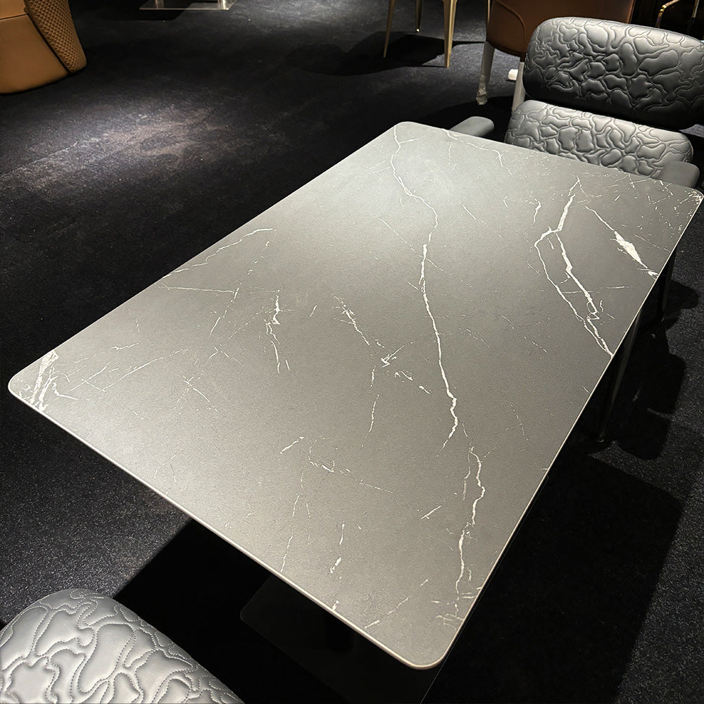 HUALIN Modern style theme restaurant luxury marble dining table with stainless steel legs, customizable size and color