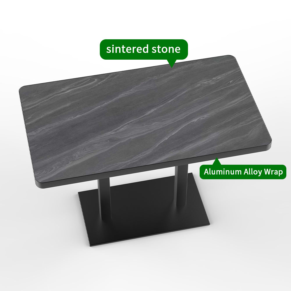 HUALIN Industrial style restaurant grey luxury slate dining table sintered stone dining table custom size and color