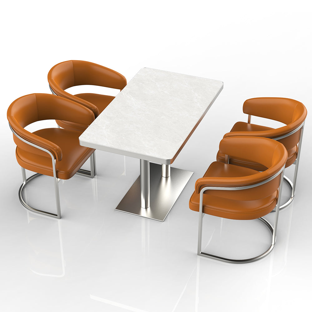 HUALIN Restaurant luxury sintered stone dining table with comfortable chairs, customizable material, color and size