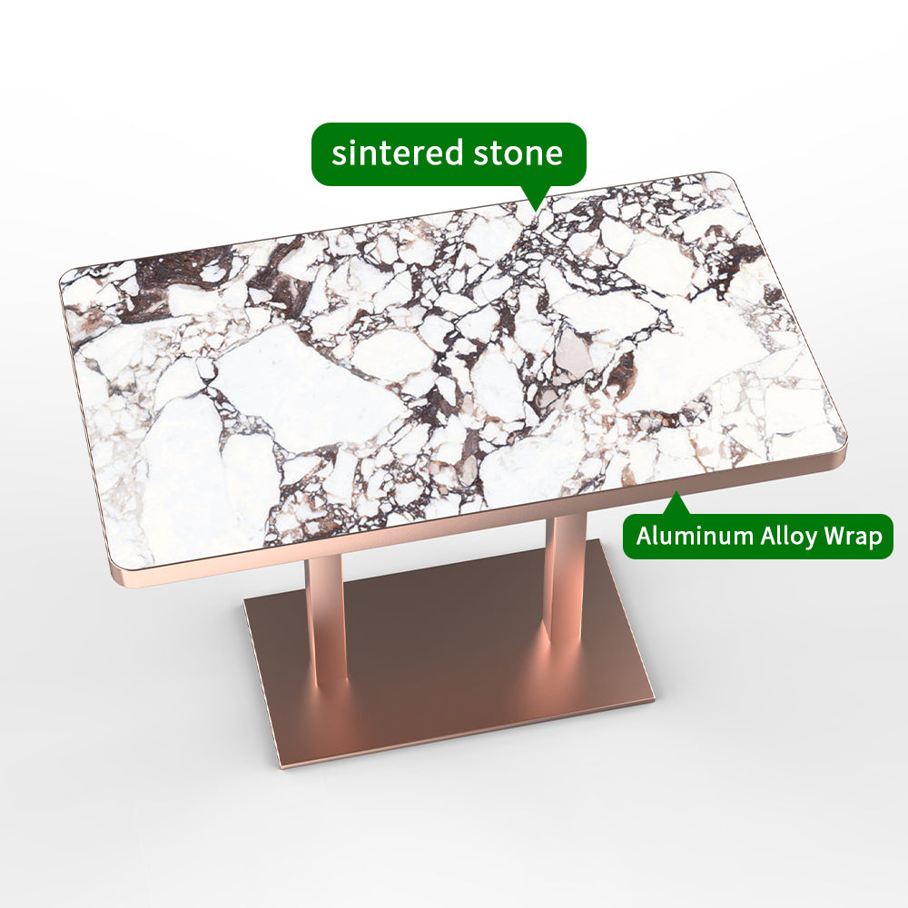 HUALIN Hotel theme restaurant luxury sintered stone dining table, marble dining table, customizable size and color