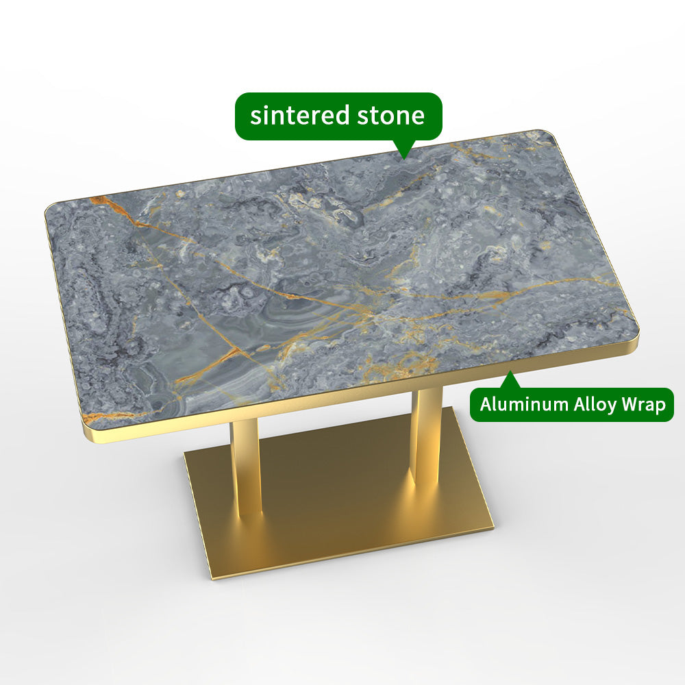 HUALIN Modern style restaurant stone pattern luxury rock slab dining table sintered stone dining table custom sizes and colors