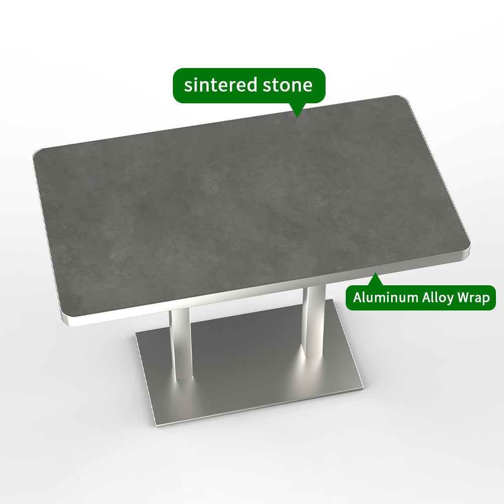 HUALIN Industrial style restaurant grey luxury slate dining table sintered stone dining table custom size and color