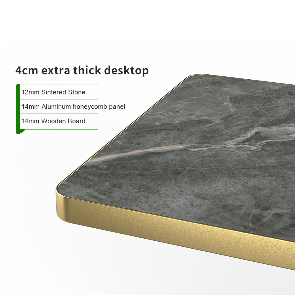 HUALIN Industrial style restaurant grey luxury slate dining table sintered stone dining table custom size and color