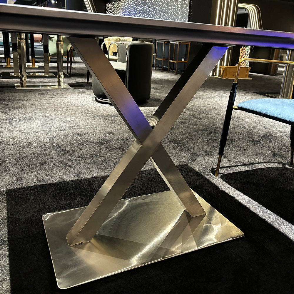 HUALIN Modern style theme restaurant luxury marble dining table with stainless steel legs, customizable size and color