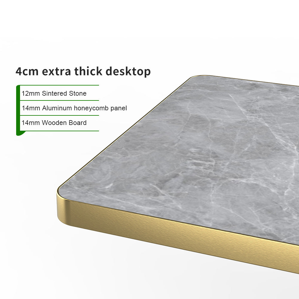 HUALIN Industrial style restaurant grey luxury slate dining table sintered stone dining table custom size and color