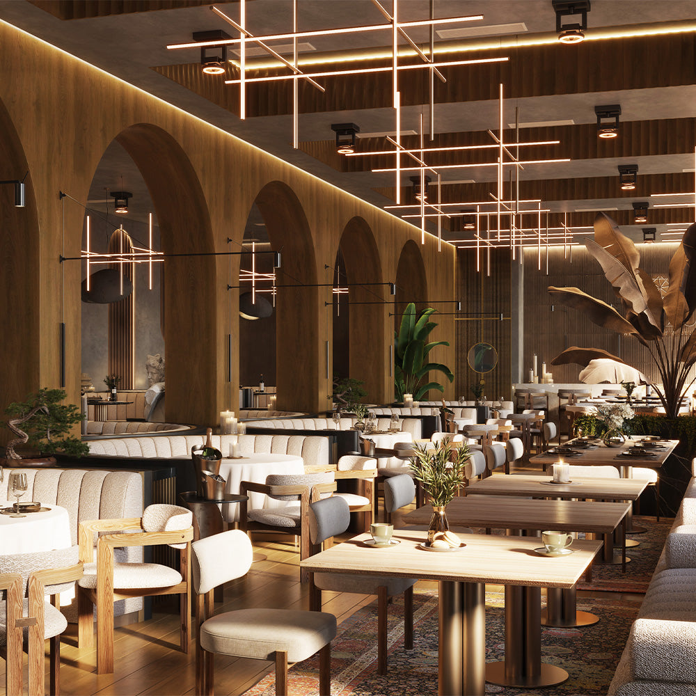 HUALIN Luxurious sintered stone dining tables, solid wood dining tables, dining chairs and comfortable booths. Customizable materials, colors and sizes