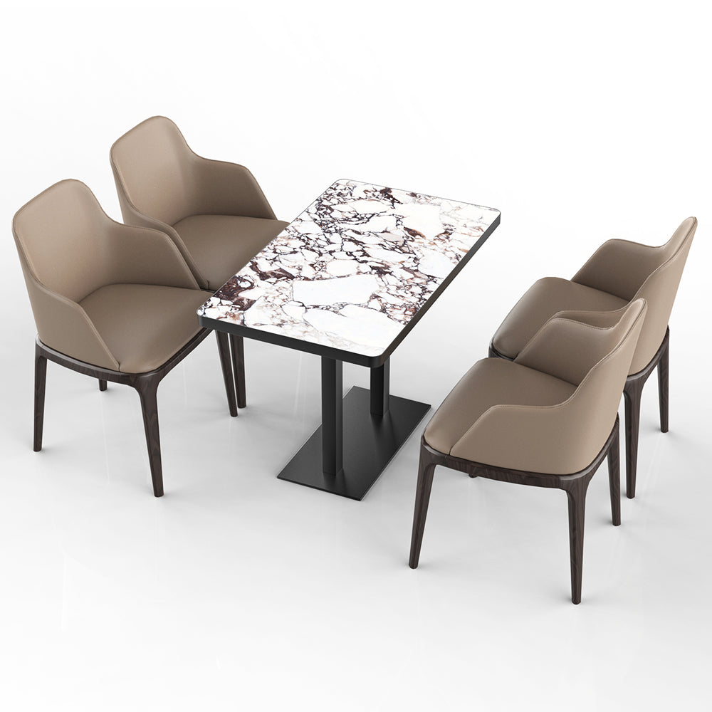 HUALIN Restaurant luxury sintered stone ceramic dining table with comfortable chair
