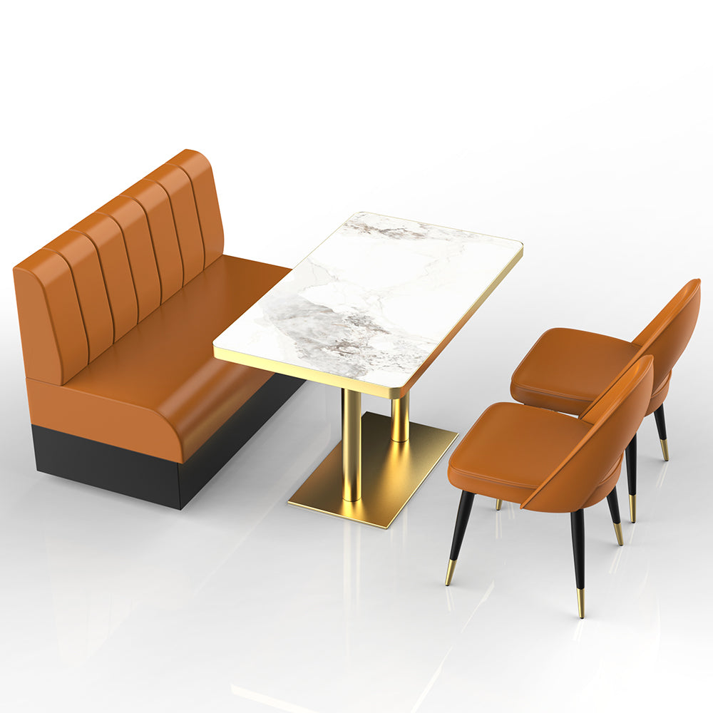 HUALIN Restaurant Luxury Sintered Stone Ceramic Dining Table And Chair Comfortable Booth
