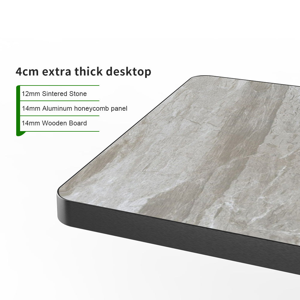HUALIN Industrial style restaurant grey luxury slate dining table sintered stone dining table custom size and color