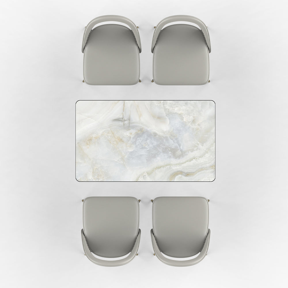 HUALIN Restaurant luxury sintered stone marble dining table chairs comfortable booths, material size color batch customization