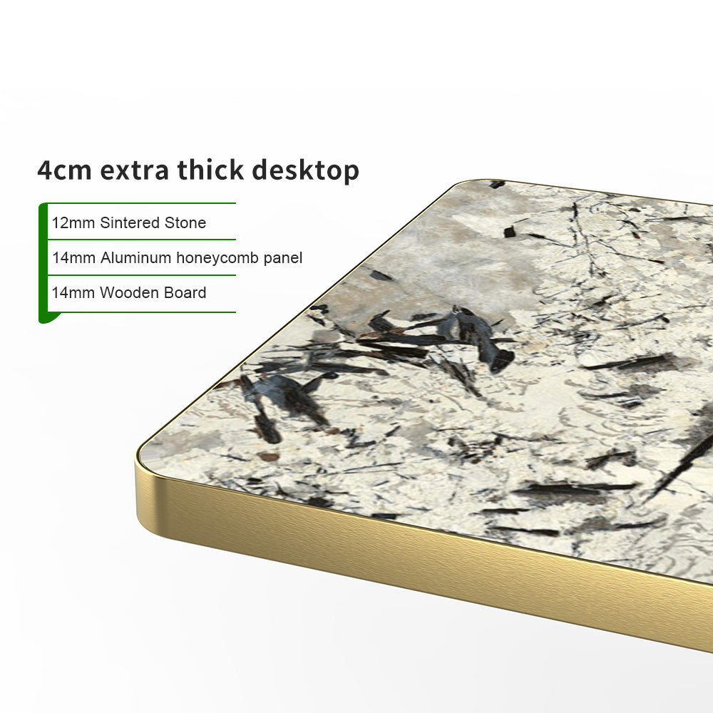 HUALIN Modern style restaurant stone pattern luxury rock slab dining table sintered stone dining table custom sizes and colors