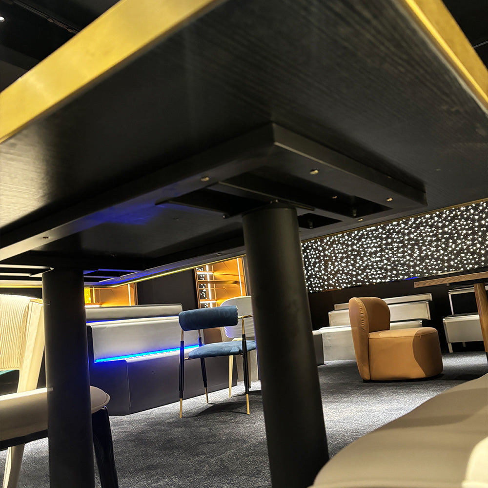 HUALIN Modern style theme restaurant luxury marble dining table with stainless steel legs, customizable size and color