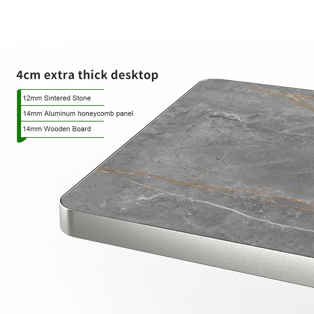 HUALIN Industrial style restaurant grey luxury slate dining table sintered stone dining table custom size and color