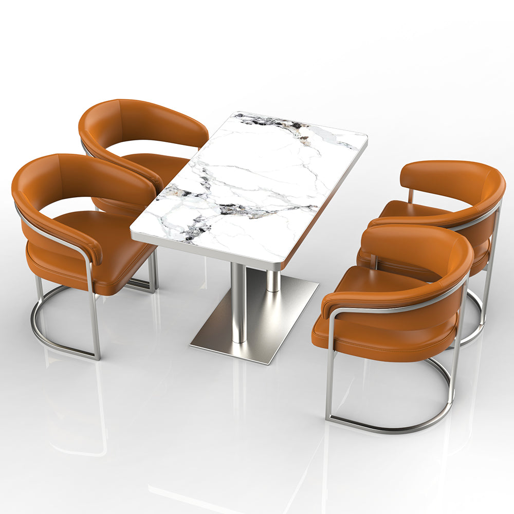 HUALIN Restaurant luxury sintered stone dining table with comfortable chairs, customizable material, color and size