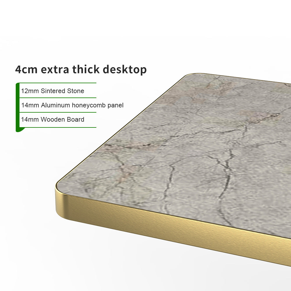 HUALIN Industrial style restaurant grey luxury slate dining table sintered stone dining table custom size and color