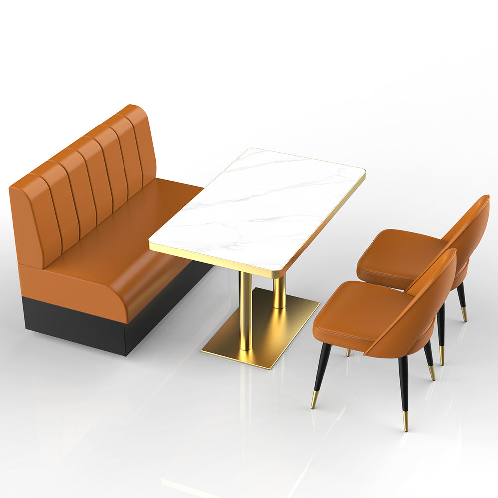 HUALIN Restaurant Luxury Sintered Stone Ceramic Dining Table And Chair Comfortable Booth