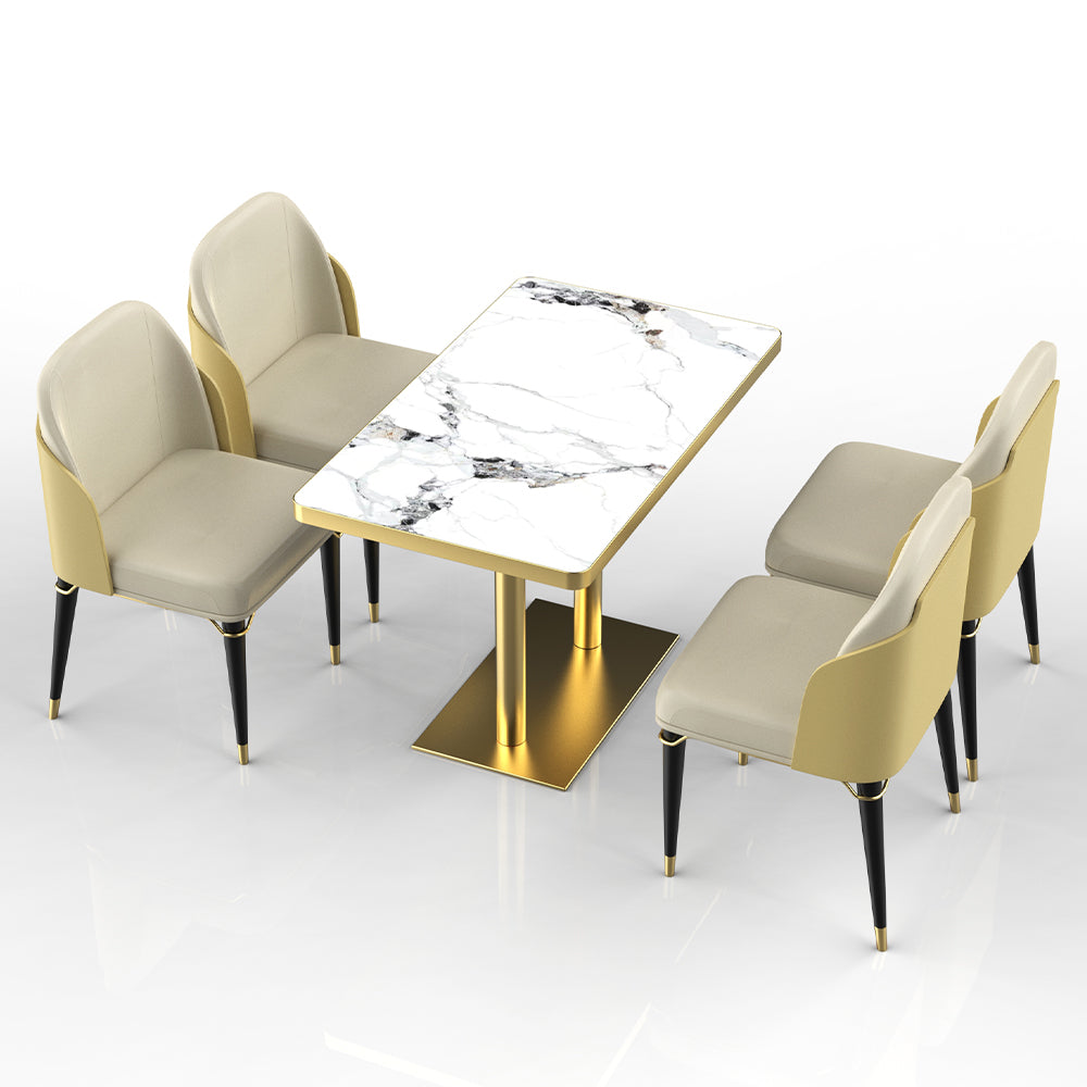 HUALIN Restaurant luxury sintered stone dining table with comfortable chairs, customizable material, color and size