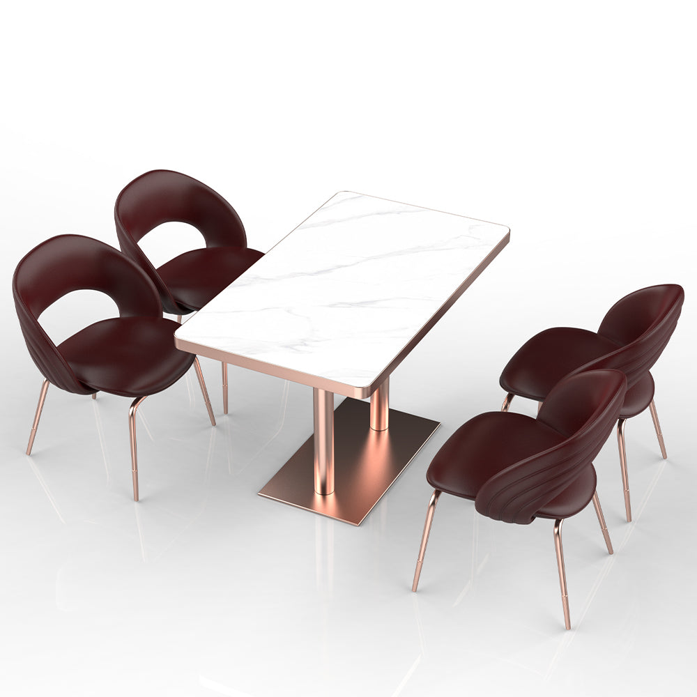 HUALIN Restaurant Luxury Sintered Stone Ceramic Dining Table And Chair Comfortable Booth