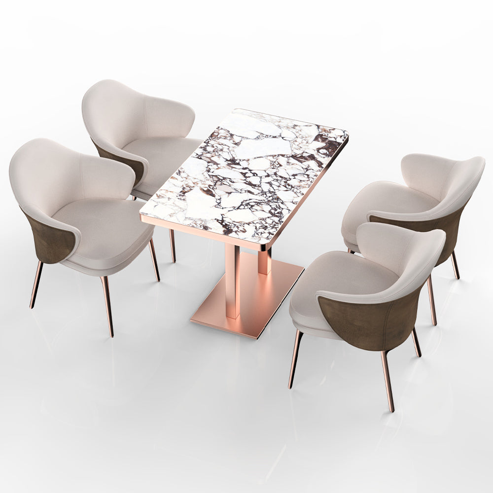 HUALIN Restaurant luxury sintered stone dining table with comfortable chairs, customizable material, color and size