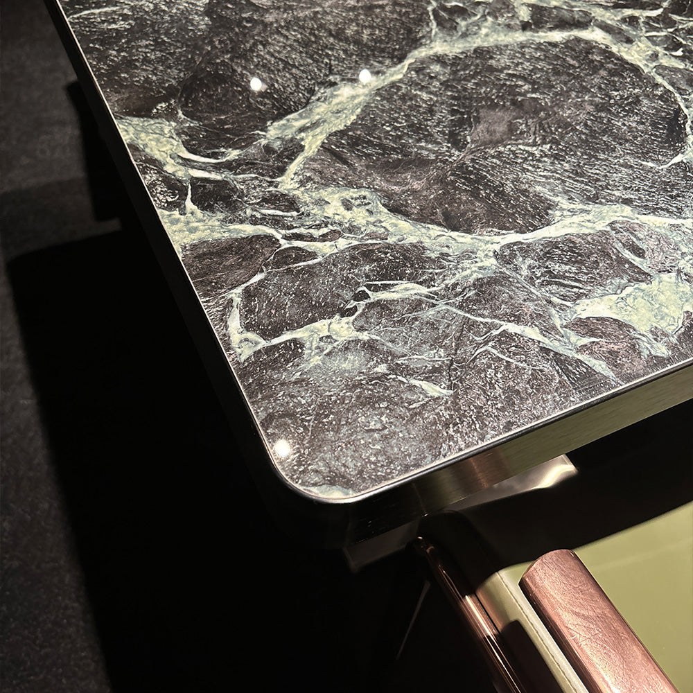 HUALIN Modern style theme restaurant luxury marble dining table with stainless steel legs, customizable size and color