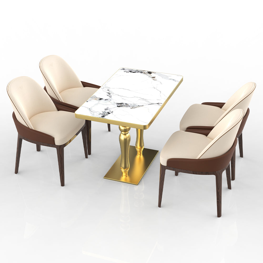 HUALIN Restaurant luxury sintered stone dining table with comfortable chairs, customizable material, color and size