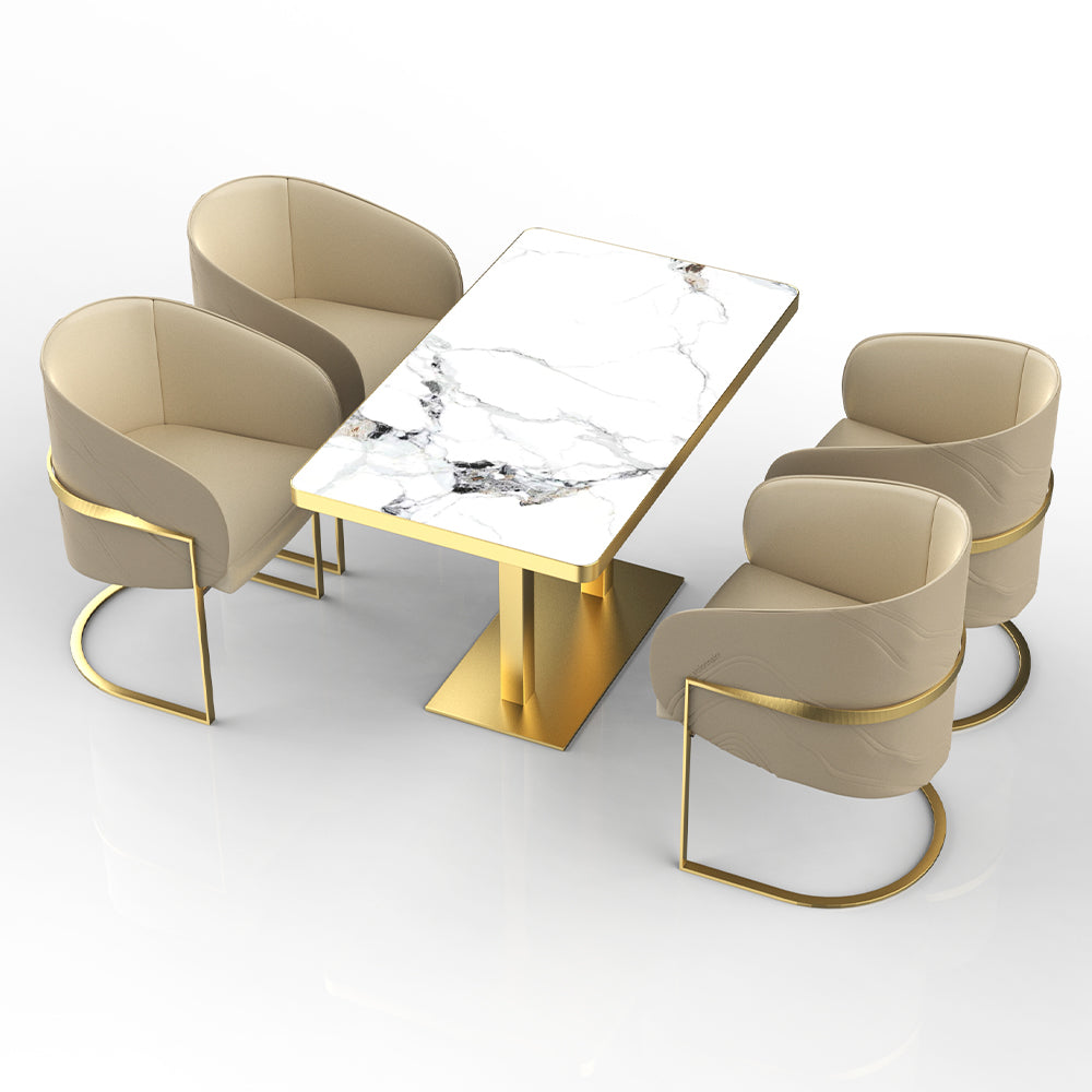 HUALIN Restaurant luxury sintered stone dining table with comfortable chairs, customizable material, color and size