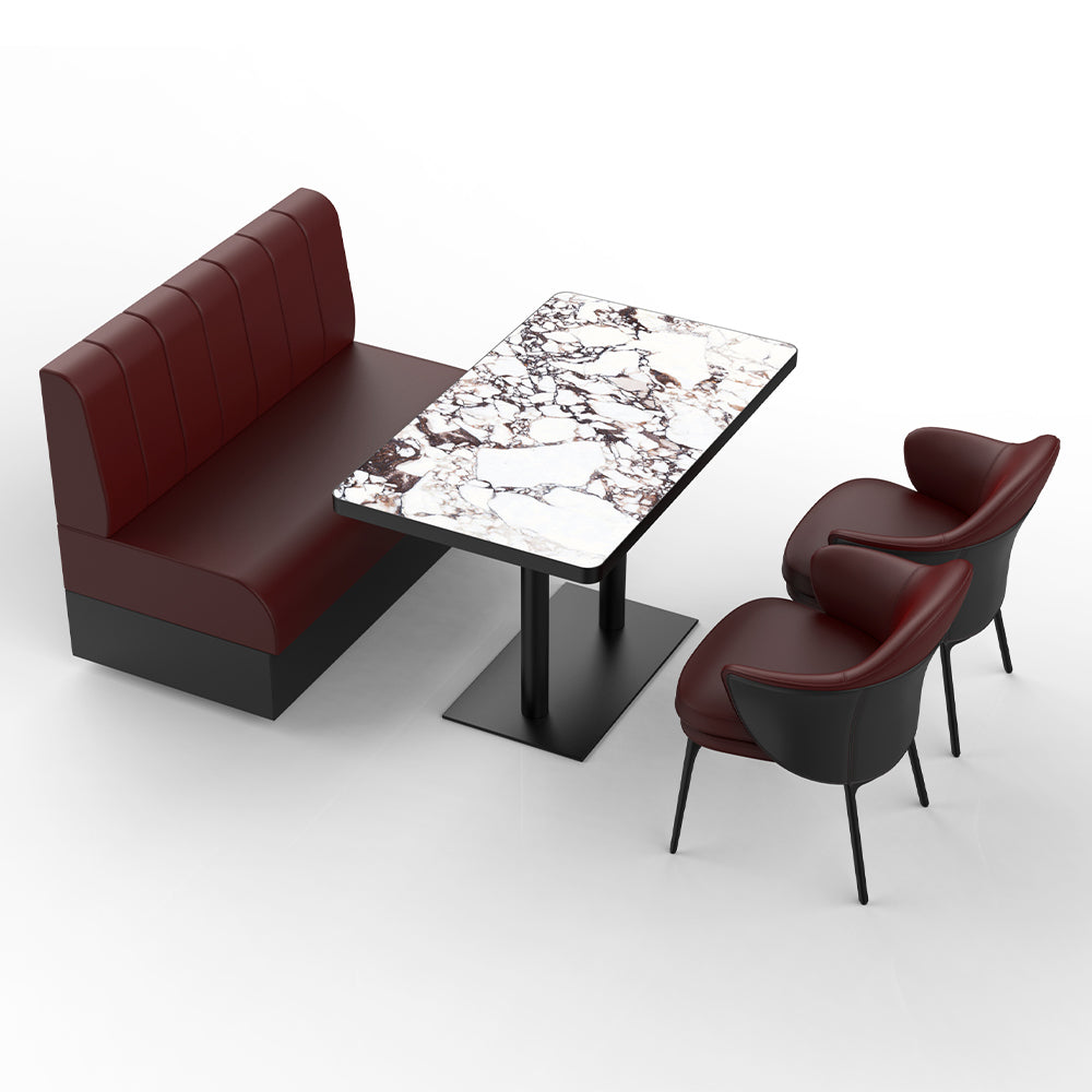 HUALIN Restaurant Luxury Sintered Stone Ceramic Dining Table And Chair Comfortable Booth