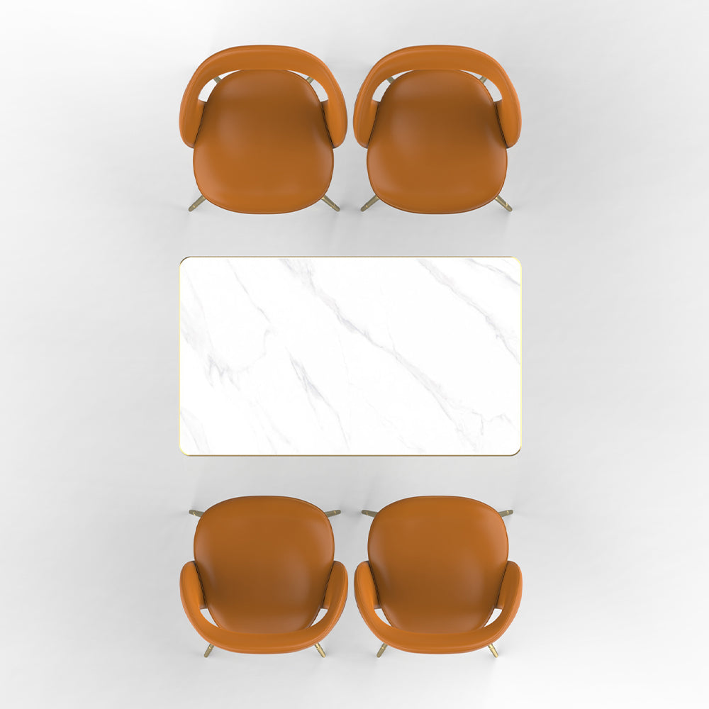 HUALIN Restaurant Luxury Sintered Stone Ceramic Dining Table And Chair Comfortable Booth