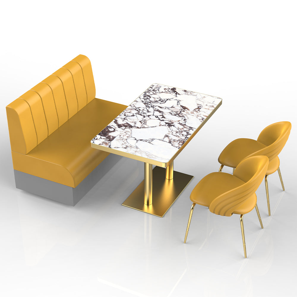 HUALIN Restaurant Luxury Sintered Stone Ceramic Dining Table And Chair Comfortable Booth