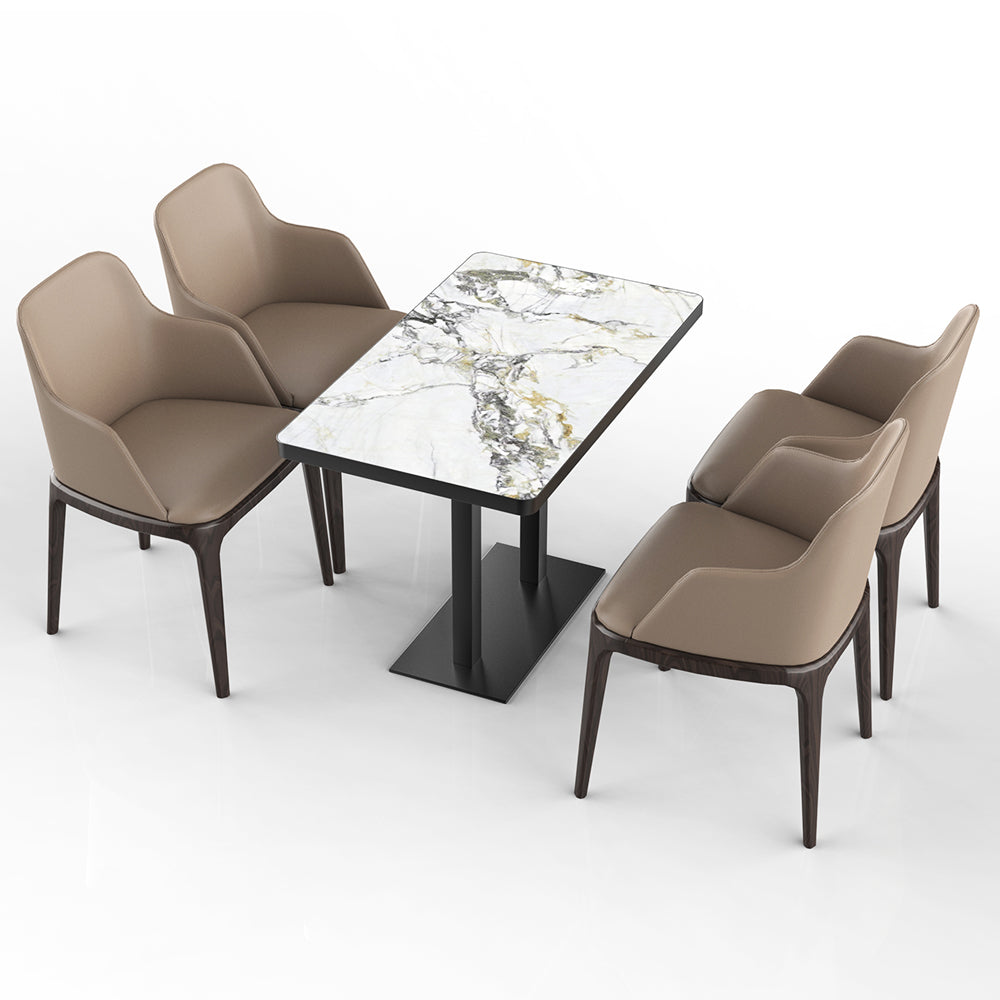 HUALIN Restaurant luxury sintered stone ceramic dining table with comfortable chair