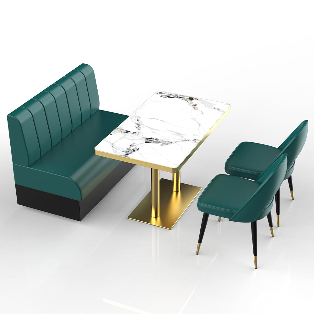 HUALIN Restaurant luxury sintered stone marble dining table chairs comfortable booths, material size color batch customization
