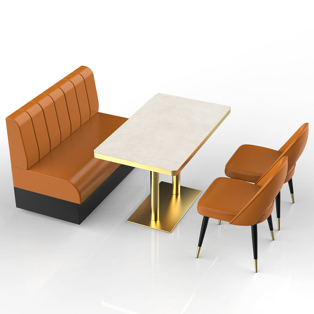 HUALIN Restaurant Luxury Sintered Stone Ceramic Dining Table And Chair Comfortable Booth