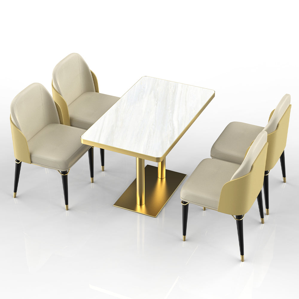 HUALIN Restaurant luxury sintered stone dining table with comfortable chairs, customizable material, color and size
